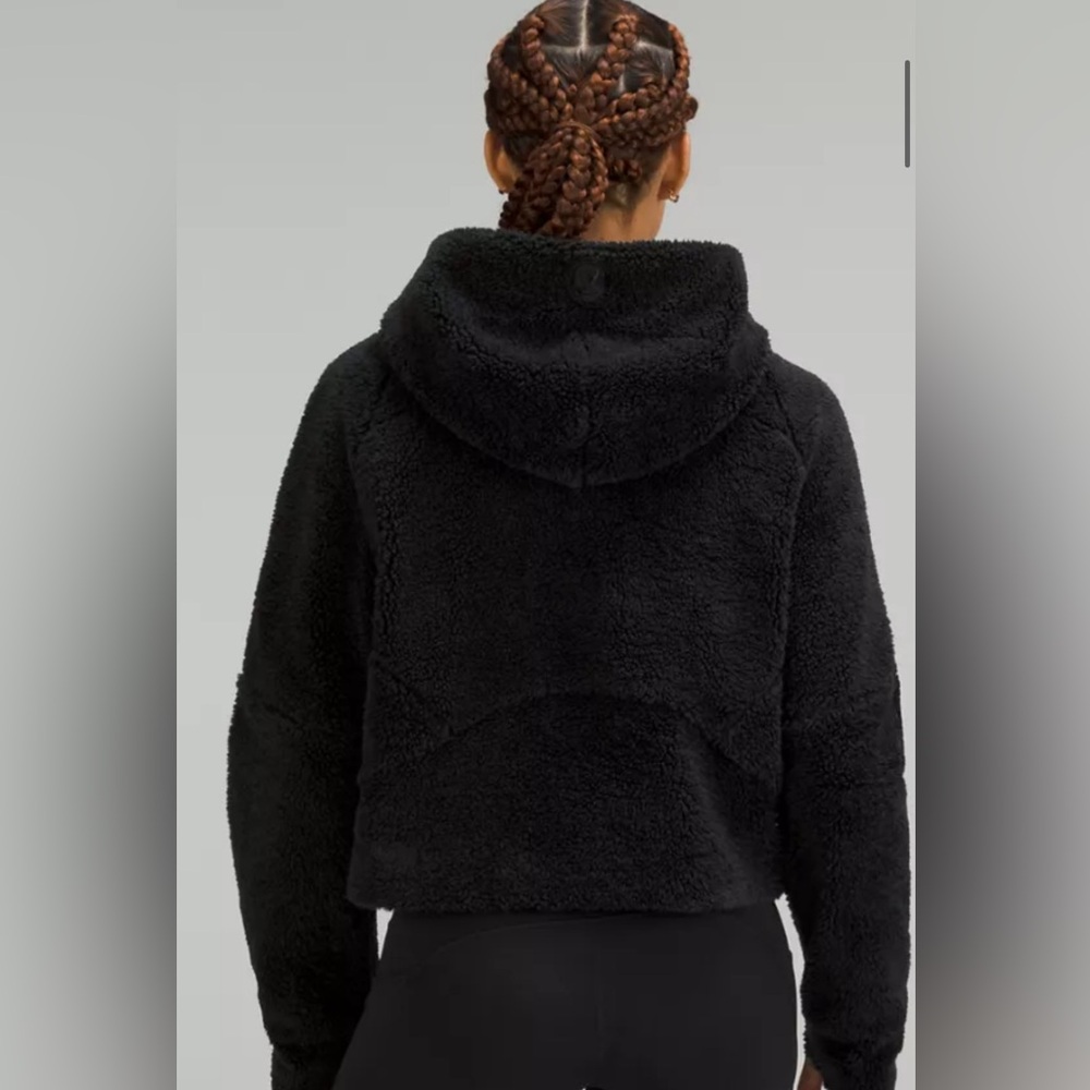 Lululemon M/L black sherpa fleece Scuba oversized half-zip hoodie 25” ptp 21” L - Picture 2 of 9
